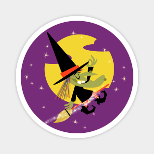 witch on broom Magnet